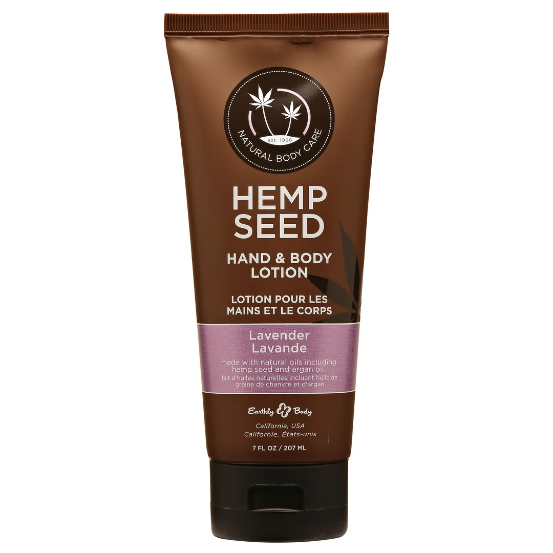 HSV017T Loción corporal – Loción para manos y cuerpo con aceite de semillas de cáñamo y aceite de argán – Lavender – Earthly Body – 207 ml - Imagen 1