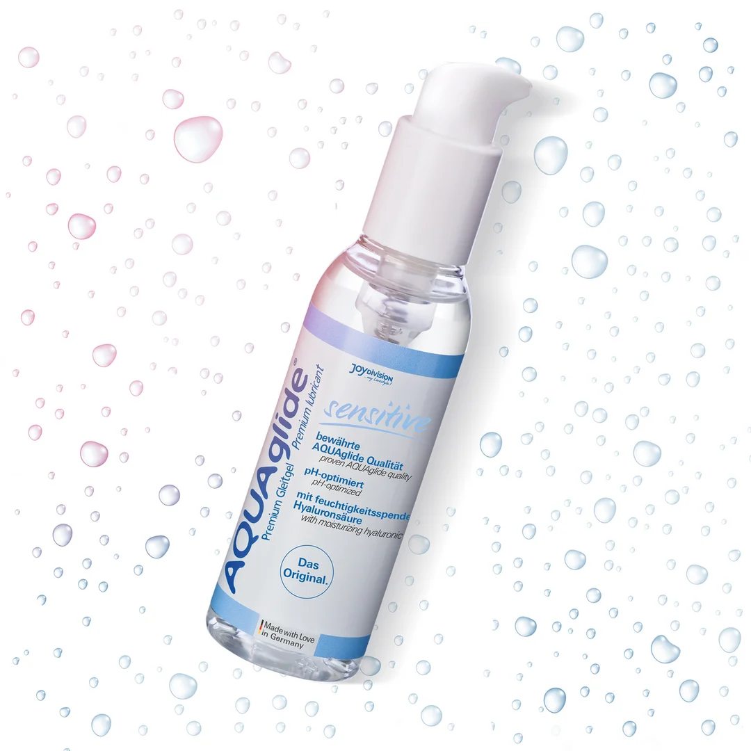 Lubricante de base acuosa, apto para pieles sensibles, sin glicerina ni parabenos y con ácido hialurónico, sin perfume y sin sabor, 125 ml, AQUAglide - Imagen 1