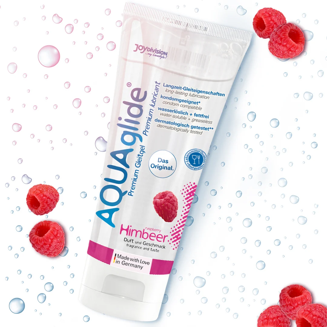 Lubricante con sabor a frambuesa AQUAglide, el original a base de agua, 100 ml, Joydivision - Imagen 1