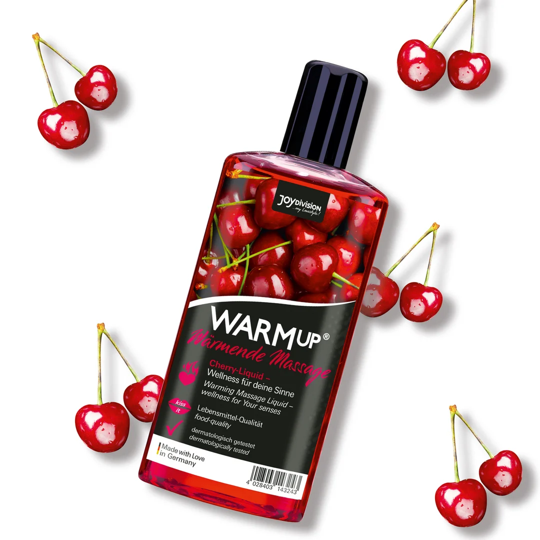 Aceite de masaje: lubricante calentador con sabor a cereza, 5 fl oz / 150 ml - Imagen 1