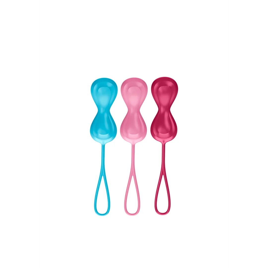 Entrenador del suelo pélvico con pesos variables Power Balls, bolas de Kegel, 3 unidades, turquesa, rojo y rosa - Imagen 2
