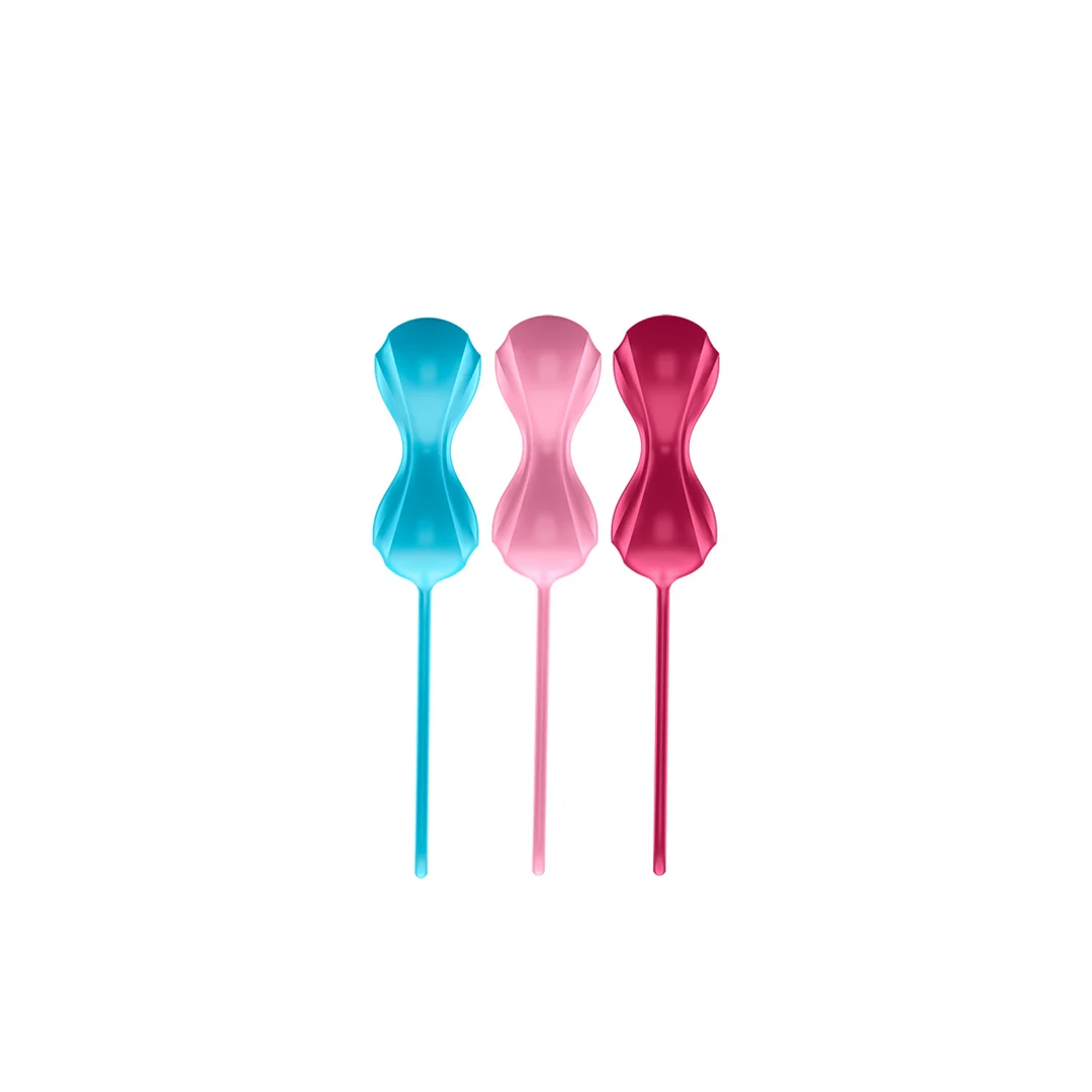 Entrenador del suelo pélvico con pesos variables Power Balls, bolas de Kegel, 3 unidades, turquesa, rojo y rosa - Imagen 3