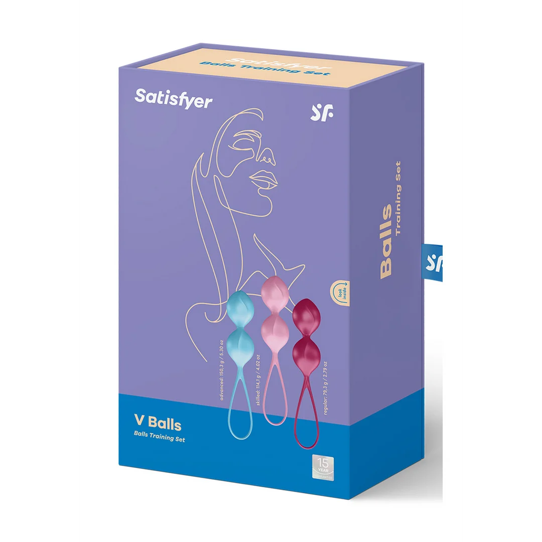Extra para hombres con un sencillo entrenamiento del suelo pélvico: V Balls, bolas de Kegel, 3 unidades, turquesa, rojo y rosa - Imagen 1