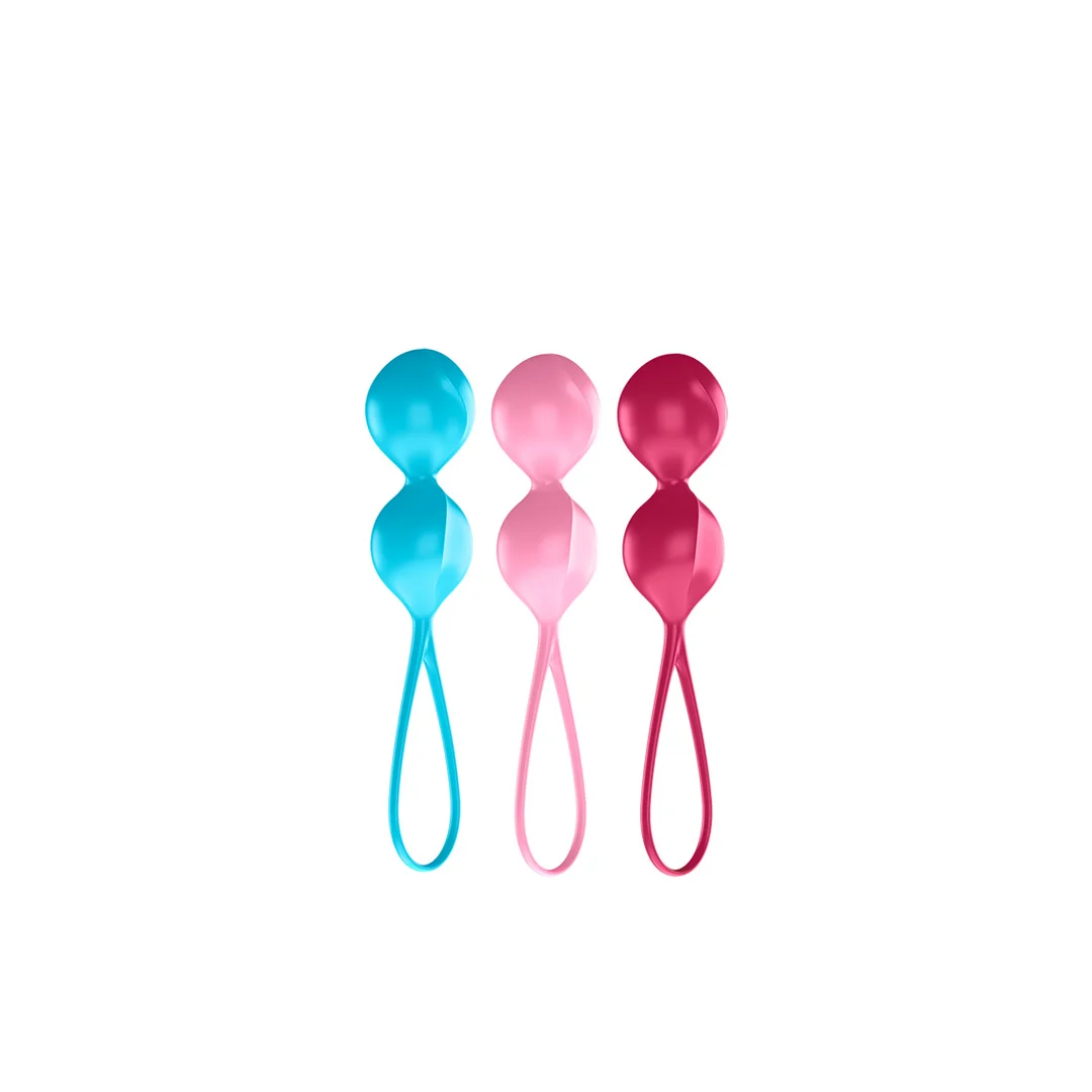 Extra para hombres con un sencillo entrenamiento del suelo pélvico: V Balls, bolas de Kegel, 3 unidades, turquesa, rojo y rosa - Imagen 2