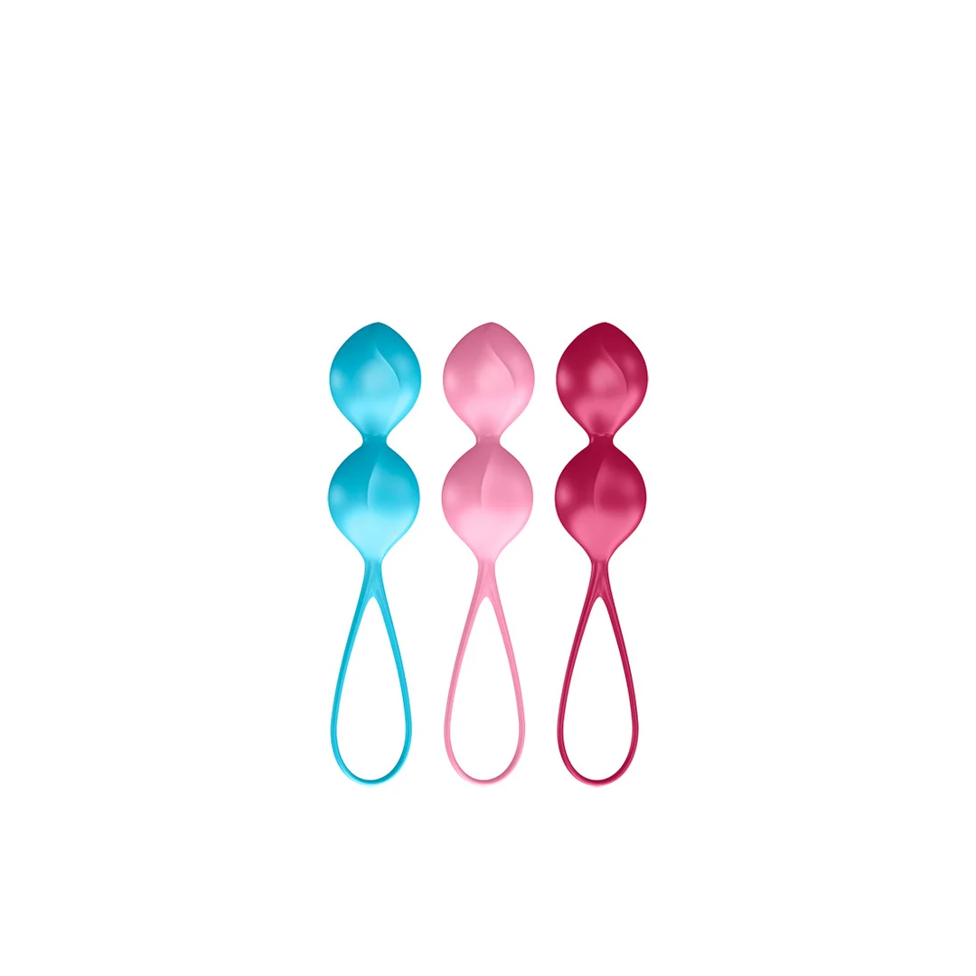 Extra para hombres con un sencillo entrenamiento del suelo pélvico: V Balls, bolas de Kegel, 3 unidades, turquesa, rojo y rosa - Imagen 4