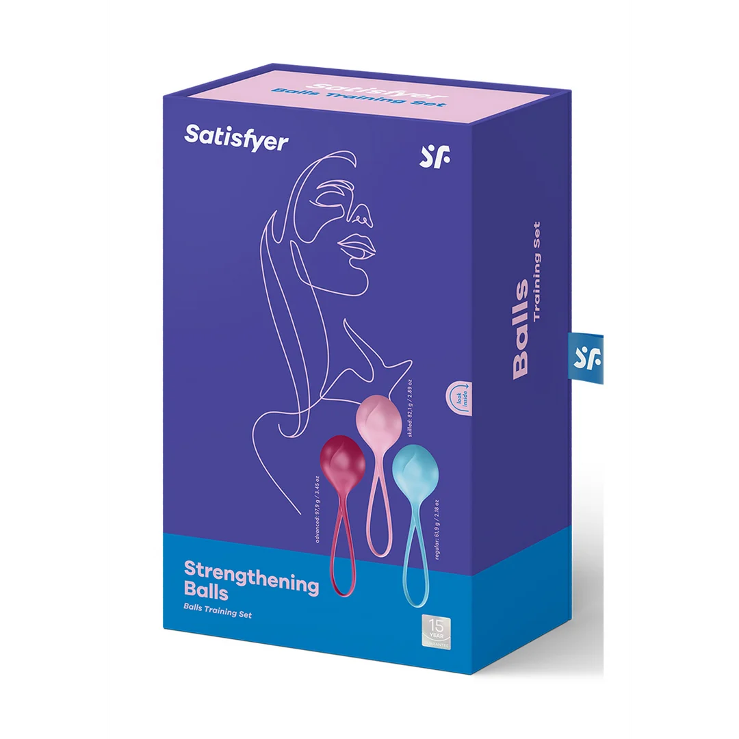 Conjunto Extra para hombres con progresión gradual – Bolas fortalecedoras - Bolas de Kegel - 3 unidades - Turquesa/Rojo/Rosa - Imagen 1