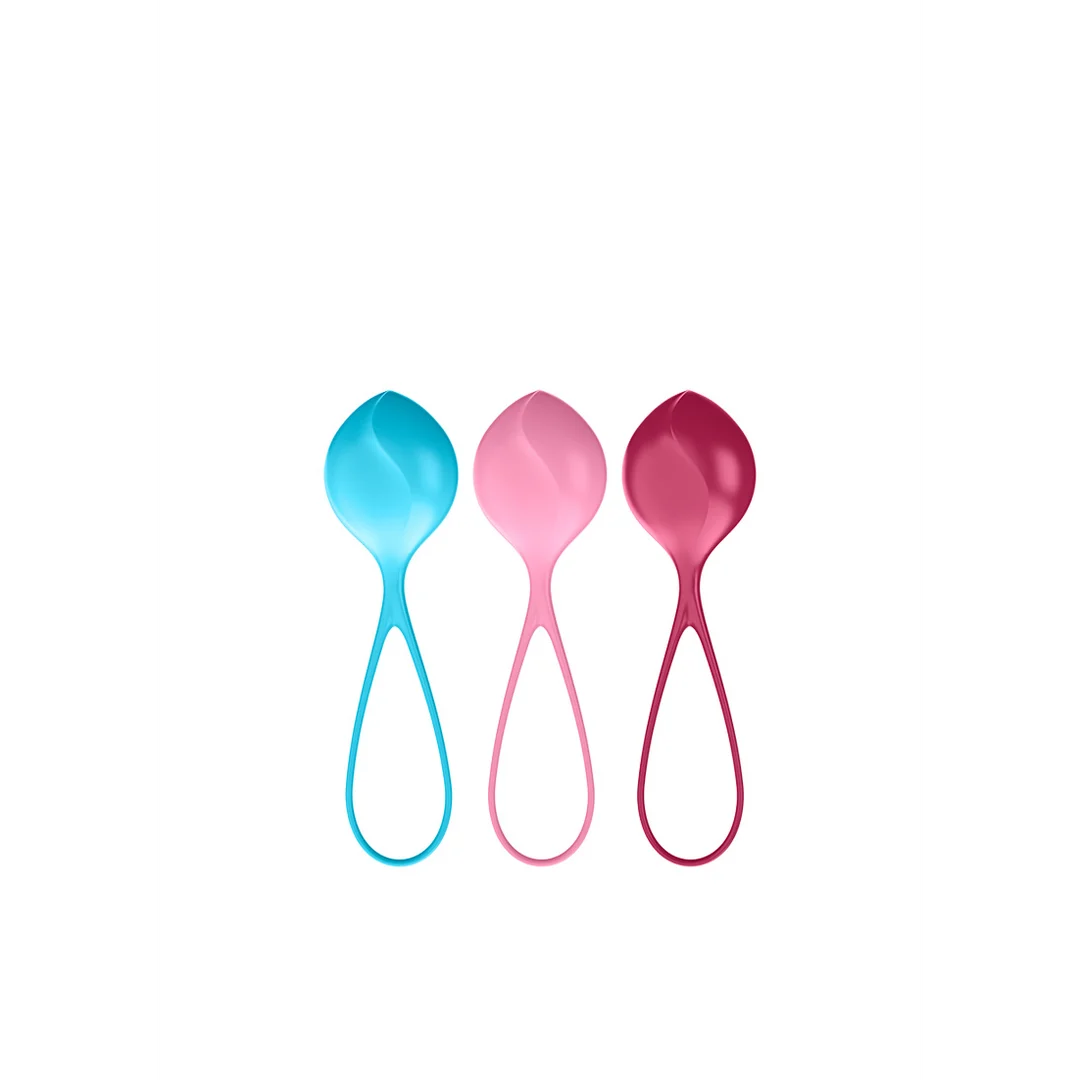 Conjunto Extra para hombres con progresión gradual – Bolas fortalecedoras - Bolas de Kegel - 3 unidades - Turquesa/Rojo/Rosa - Imagen 2