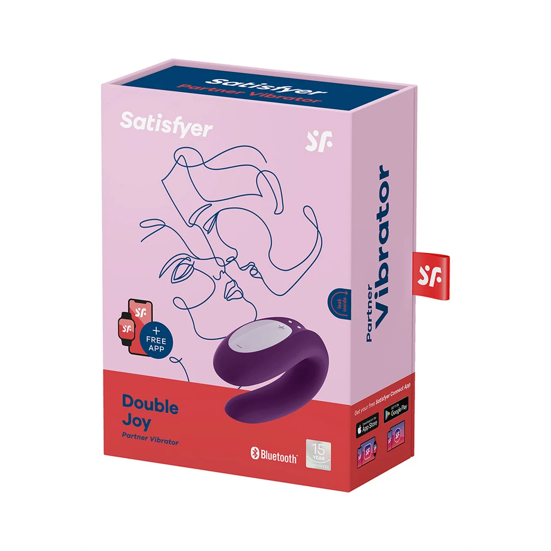 J2008-16-3-2 Vibrador doble con ajuste cómodo – Double Joy - Vibrador para parejas - Violeta - Imagen 1