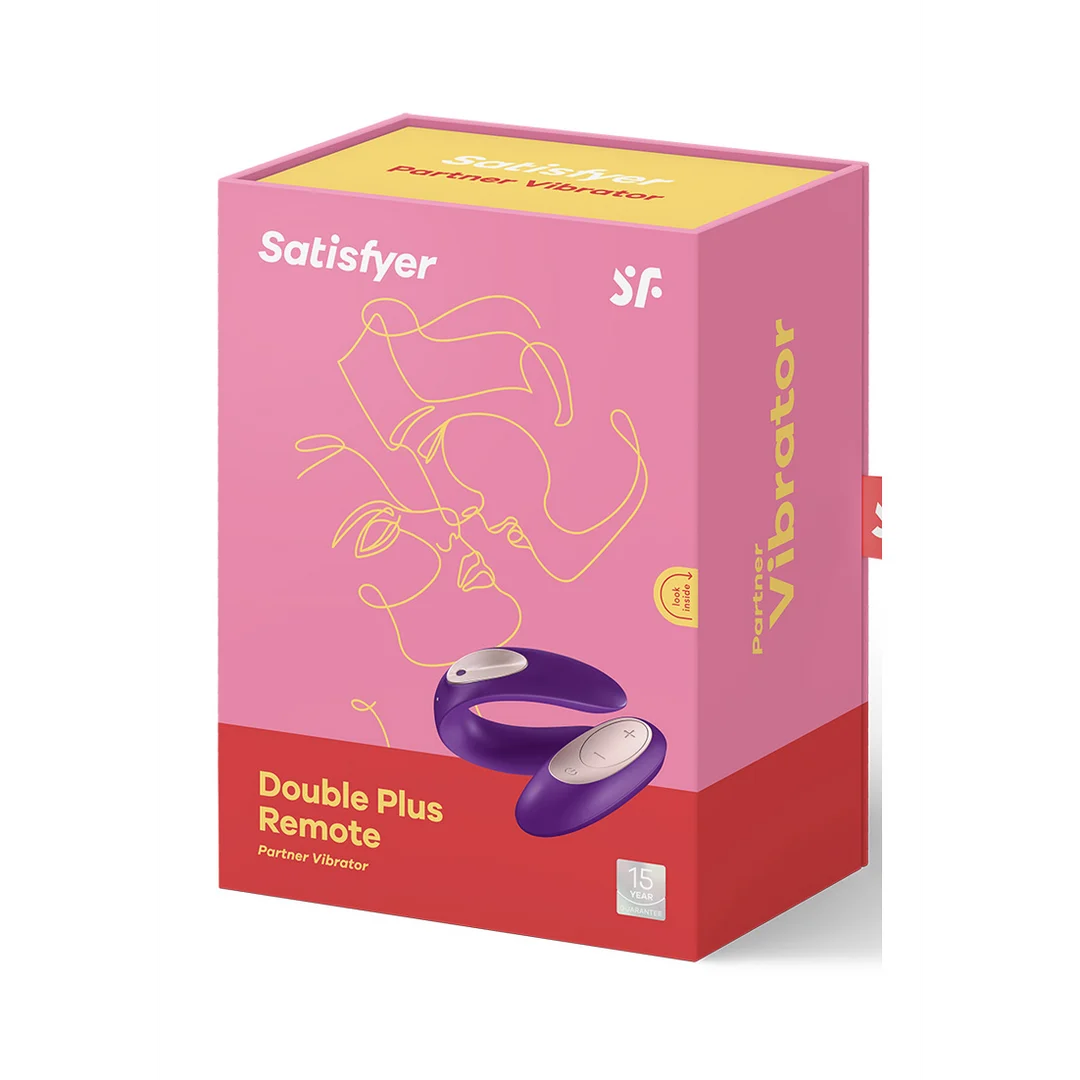 Vibrador doble con mando a distancia – Double Plus, vibrador para parejas con mando a distancia – Morado - Imagen 1