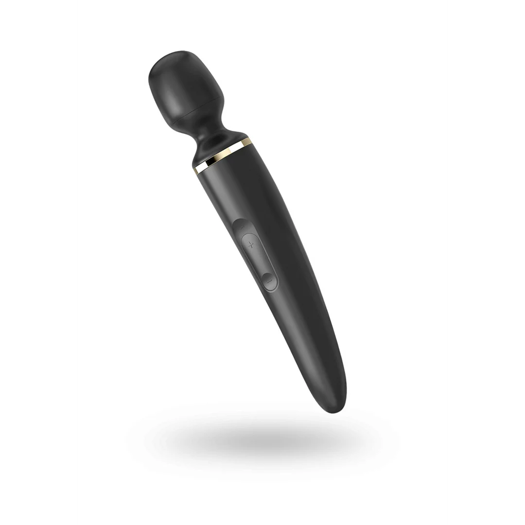 Vibrador tipo varita Satisfyer para masajes de cuerpo completo, Satisfyer negro y dorado - Imagen 2