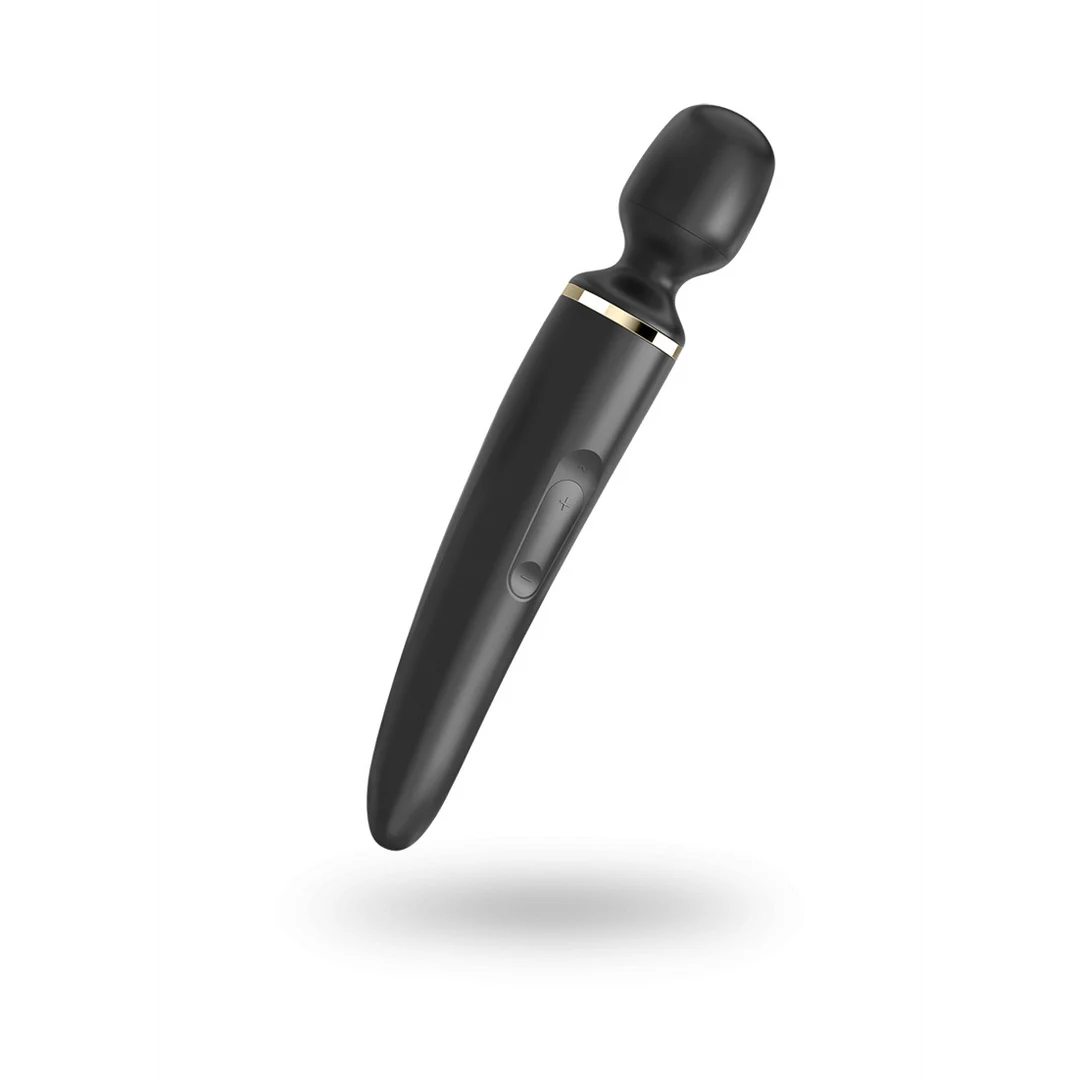 Vibrador tipo varita Satisfyer para masajes de cuerpo completo, Satisfyer negro y dorado - Imagen 3