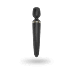 Vibrador tipo varita Satisfyer para masajes de cuerpo completo, Satisfyer negro y dorado - Imagen 4
