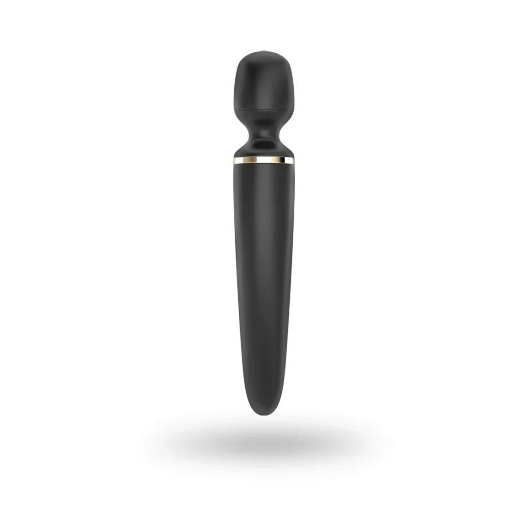 Vibrador tipo varita Satisfyer para masajes de cuerpo completo, Satisfyer negro y dorado - Imagen 4