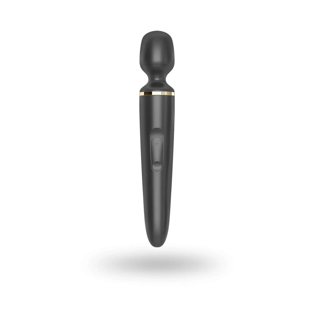 Vibrador tipo varita Satisfyer para masajes de cuerpo completo, Satisfyer negro y dorado - Imagen 5