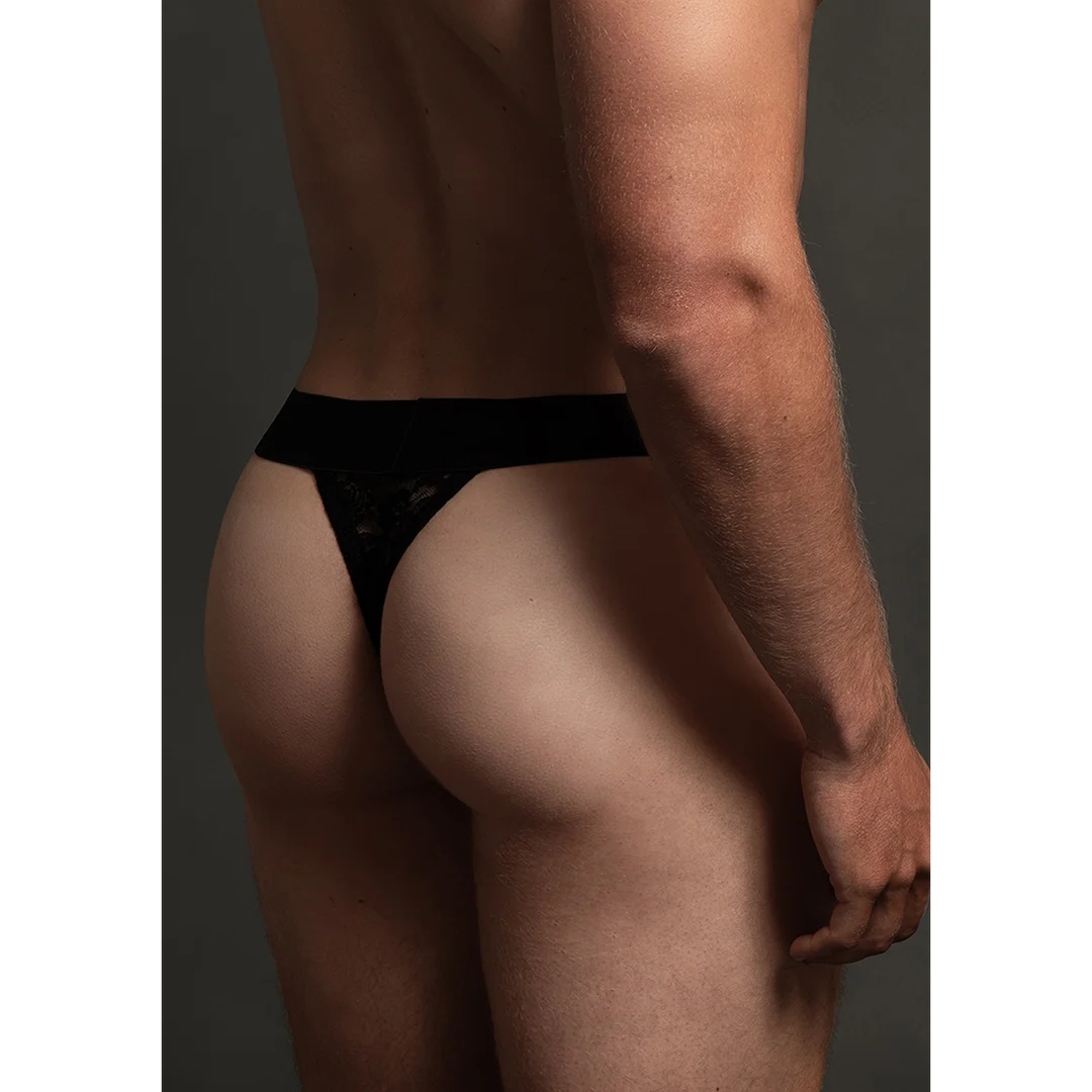 L012BLK-LXL-5 Tanga de encaje con un atractivo efecto transparente y ajuste elástico para tus curvas – LIN - Imagen 1