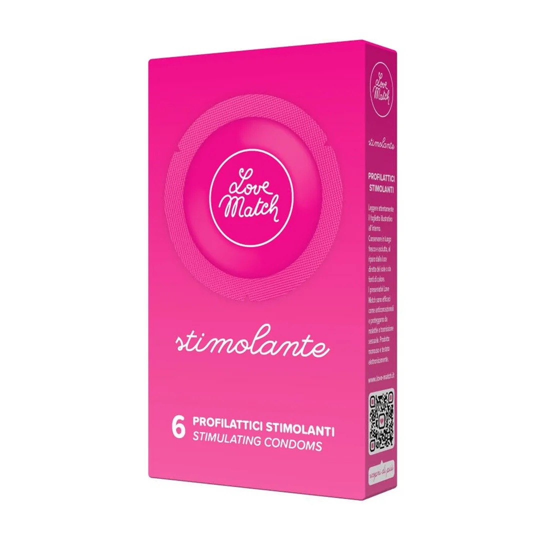 Preservativos con estrías y puntos, 6 unidades, Love Match Stimolante - Imagen 1