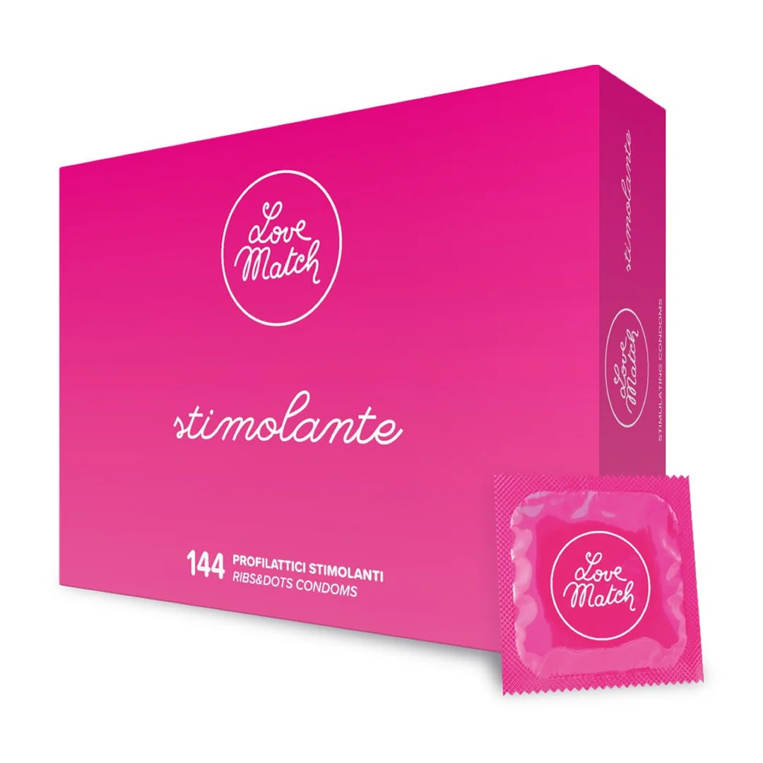 Condones con estrías y puntos 144 unidades Love Match Stimolante - Imagen 2