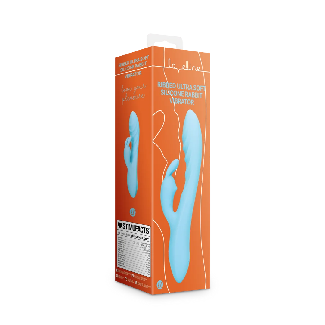 Vibrador de conejo de silicona estriada Loveline - Imagen 1