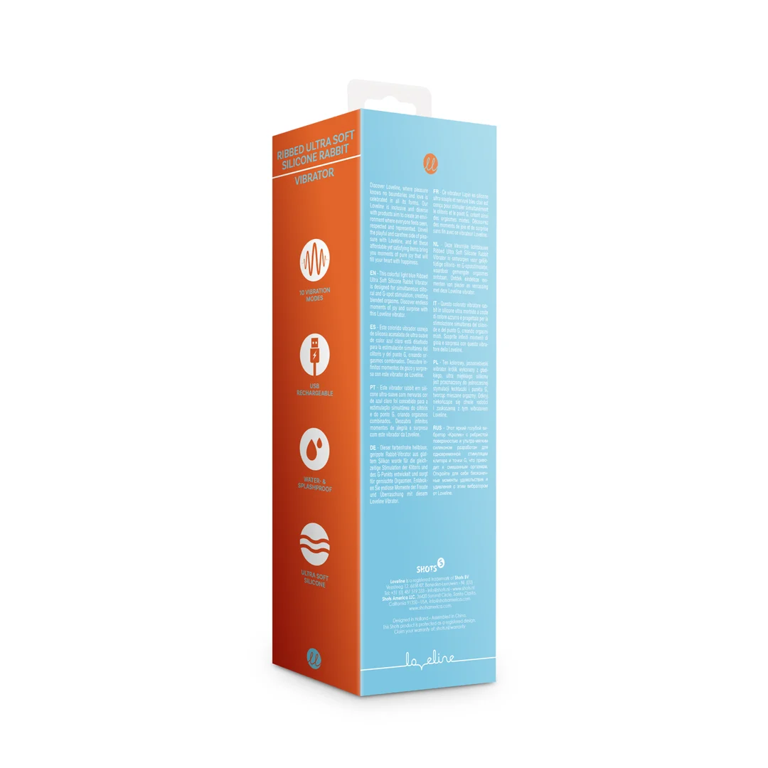 Vibrador de conejo de silicona estriada Loveline - Imagen 2