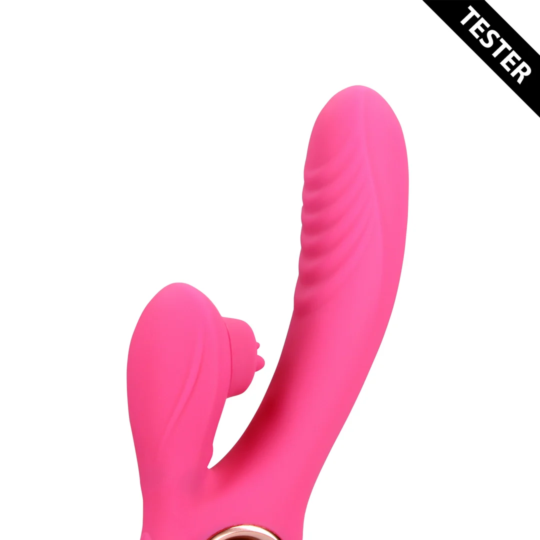 Vibrador rabbit – lengua en movimiento y función de calor – Loveline by Shots Exuberant Pink Loveline by Shots - Imagen 4