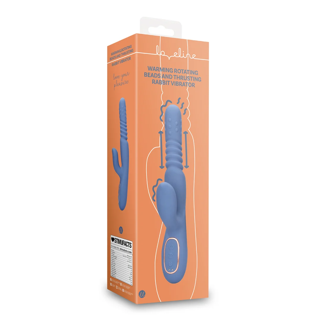 Vibrador conejito con eje de empuje y cuentas giratorias: Loveline by Shots, azul Loveline by Shots - Imagen 6