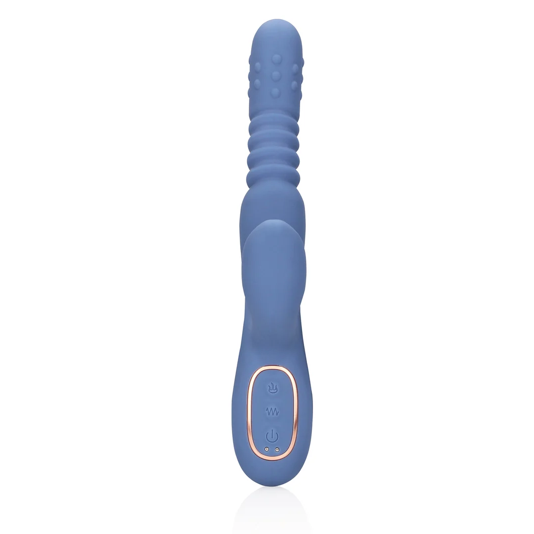 Vibrador conejito con eje de empuje y cuentas giratorias: Loveline by Shots, azul Loveline by Shots - Imagen 9