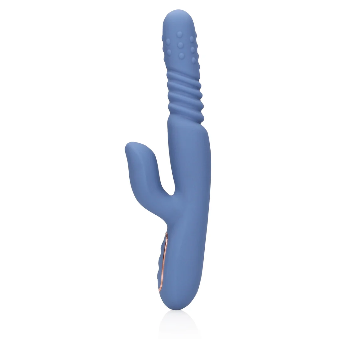 Vibrador conejito con eje de empuje y cuentas giratorias: Loveline by Shots, azul Loveline by Shots - Imagen 10