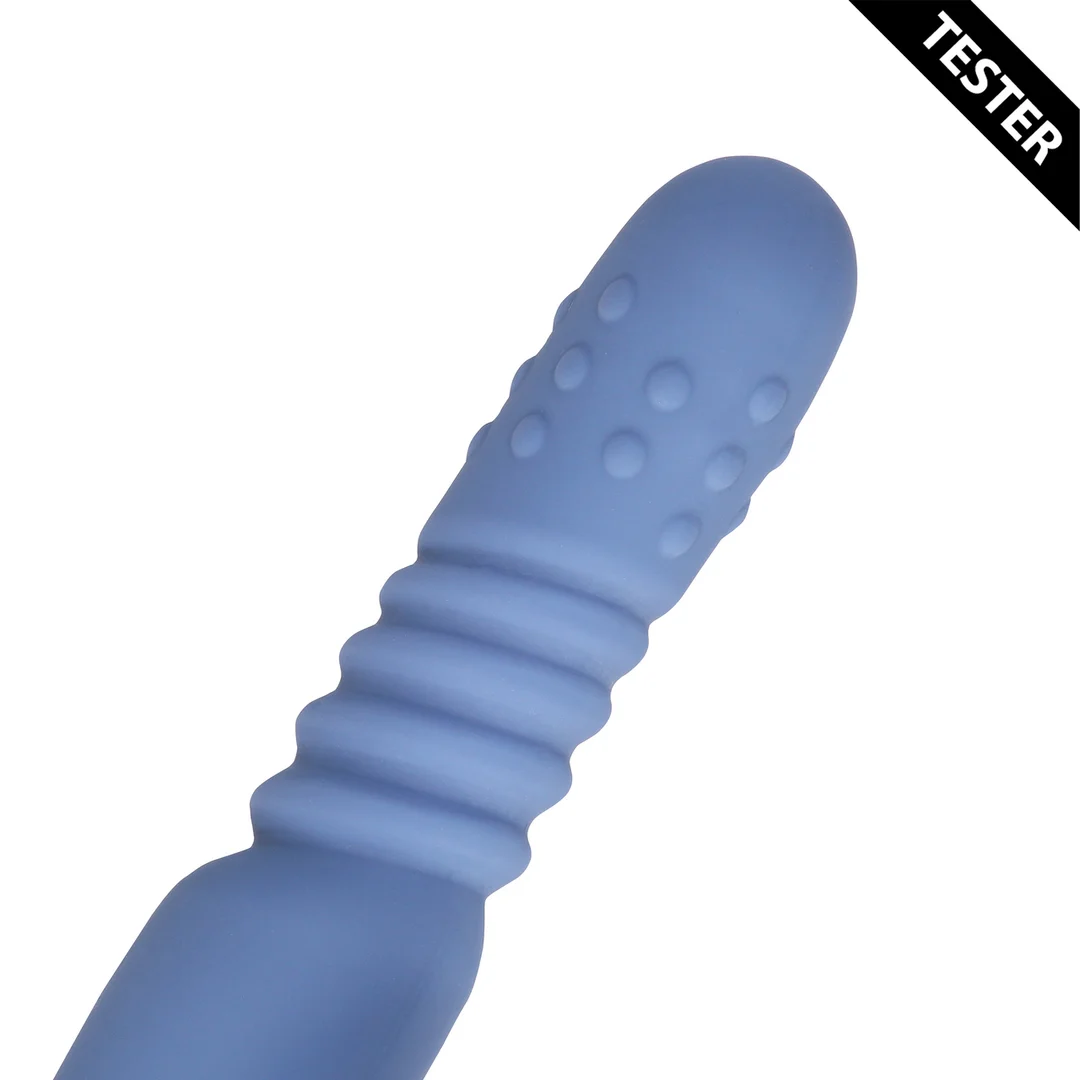 Vibrador conejito con eje de empuje y cuentas giratorias: Loveline by Shots, azul Loveline by Shots - Imagen 3