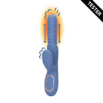 Vibrador conejito con eje de empuje y cuentas giratorias: Loveline by Shots, azul Loveline by Shots - Imagen 5