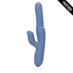 Vibrador conejito con eje de empuje y cuentas giratorias: Loveline by Shots, azul Loveline by Shots - Imagen 2