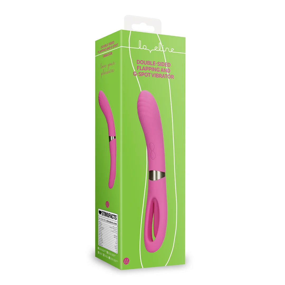 Vibrador de doble extremo Loveline con aleteo y punto G, rosa - Imagen 1
