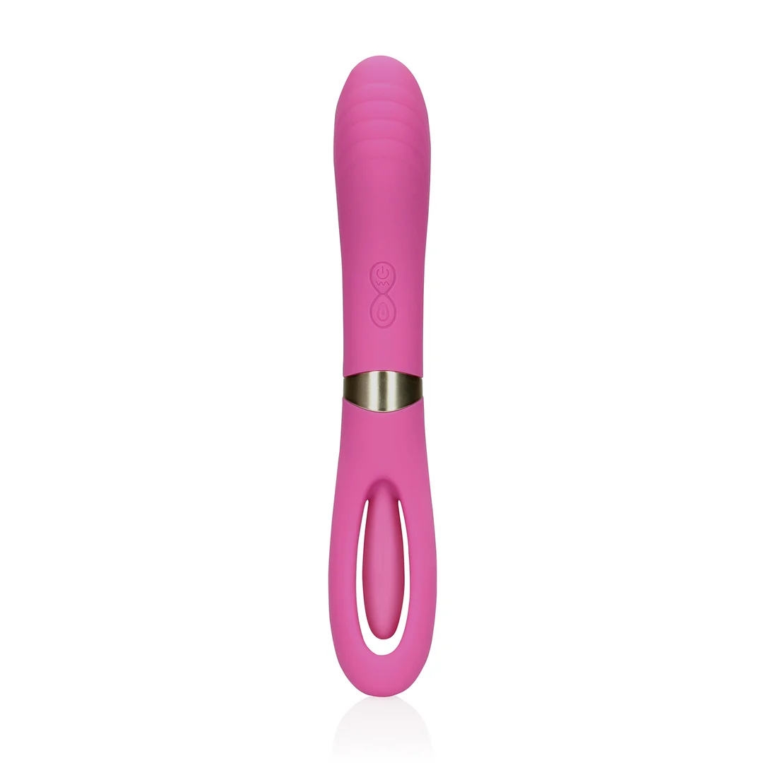 Vibrador de doble extremo Loveline con aleteo y punto G, rosa - Imagen 4