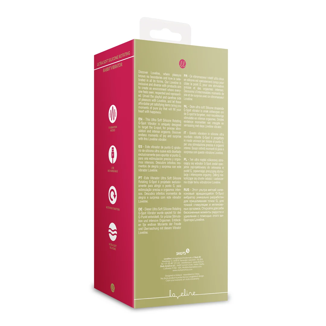 Vibrador conejito giratorio de silicona ultrasuave Loveline by Shots - Imagen 2