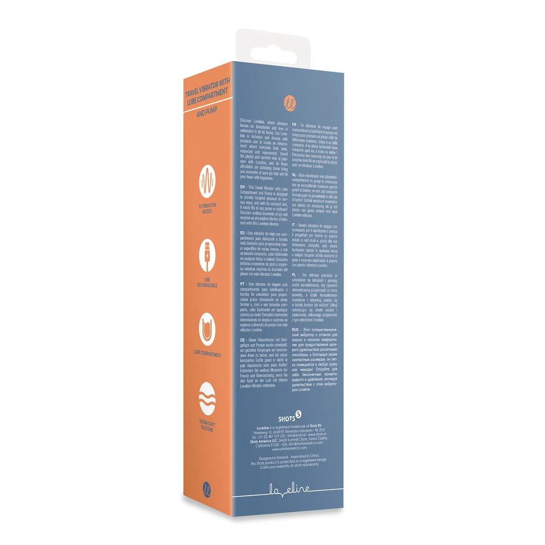 Vibrador de viaje Loveline Blue Horizon con compartimento para lubricante - Imagen 2