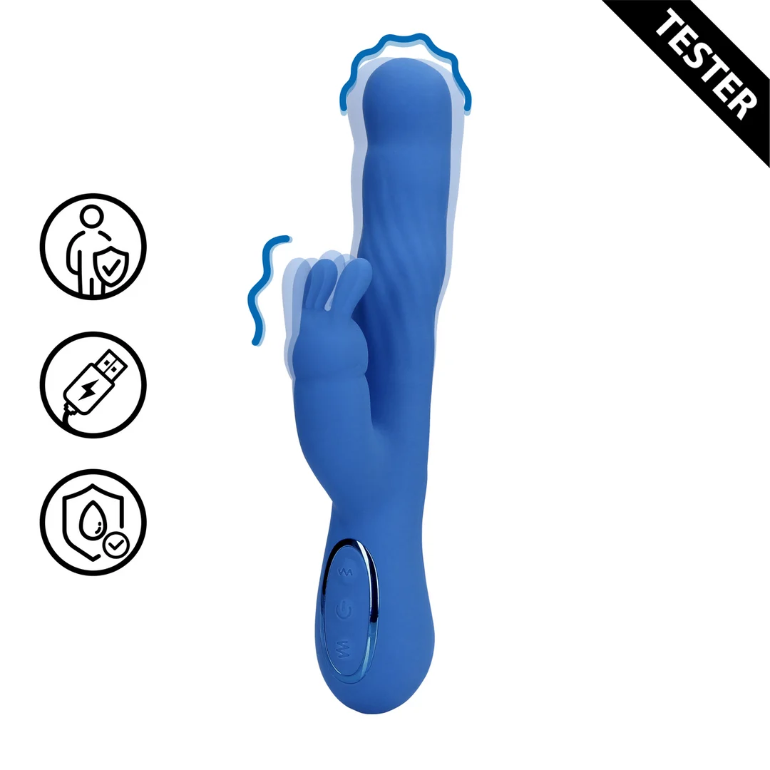 Vibrador rabbit – movimientos oscilantes para el clítoris y el punto G – Loveline Jetset azul Loveline by Shots - Imagen 1
