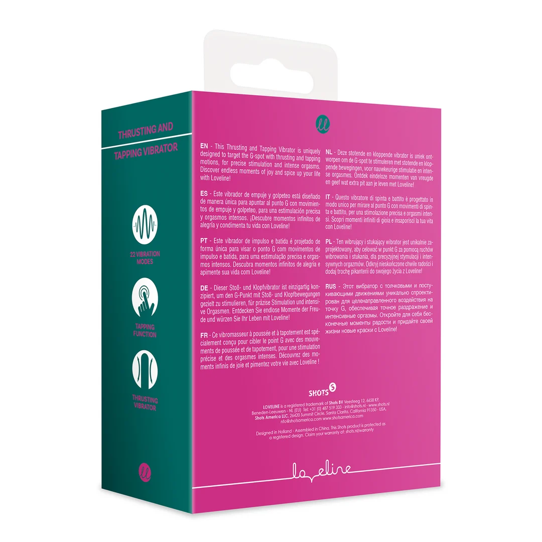 Vibrador para el punto G con movimientos de empuje y golpeteo Loveline by Shots, rosa Loveline by Shots - Imagen 8
