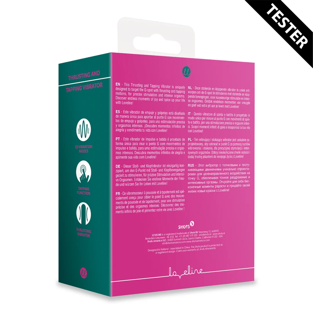 Vibrador para el punto G con movimientos de empuje y golpeteo Loveline by Shots, rosa Loveline by Shots - Imagen 1