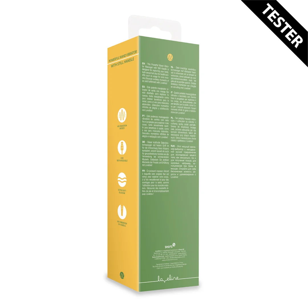LOVE133GRNTEST-3 Vibrador tipo wand, potente masajeador con mango silencioso, Green Mumba (Loveline by Shots) - Imagen 1