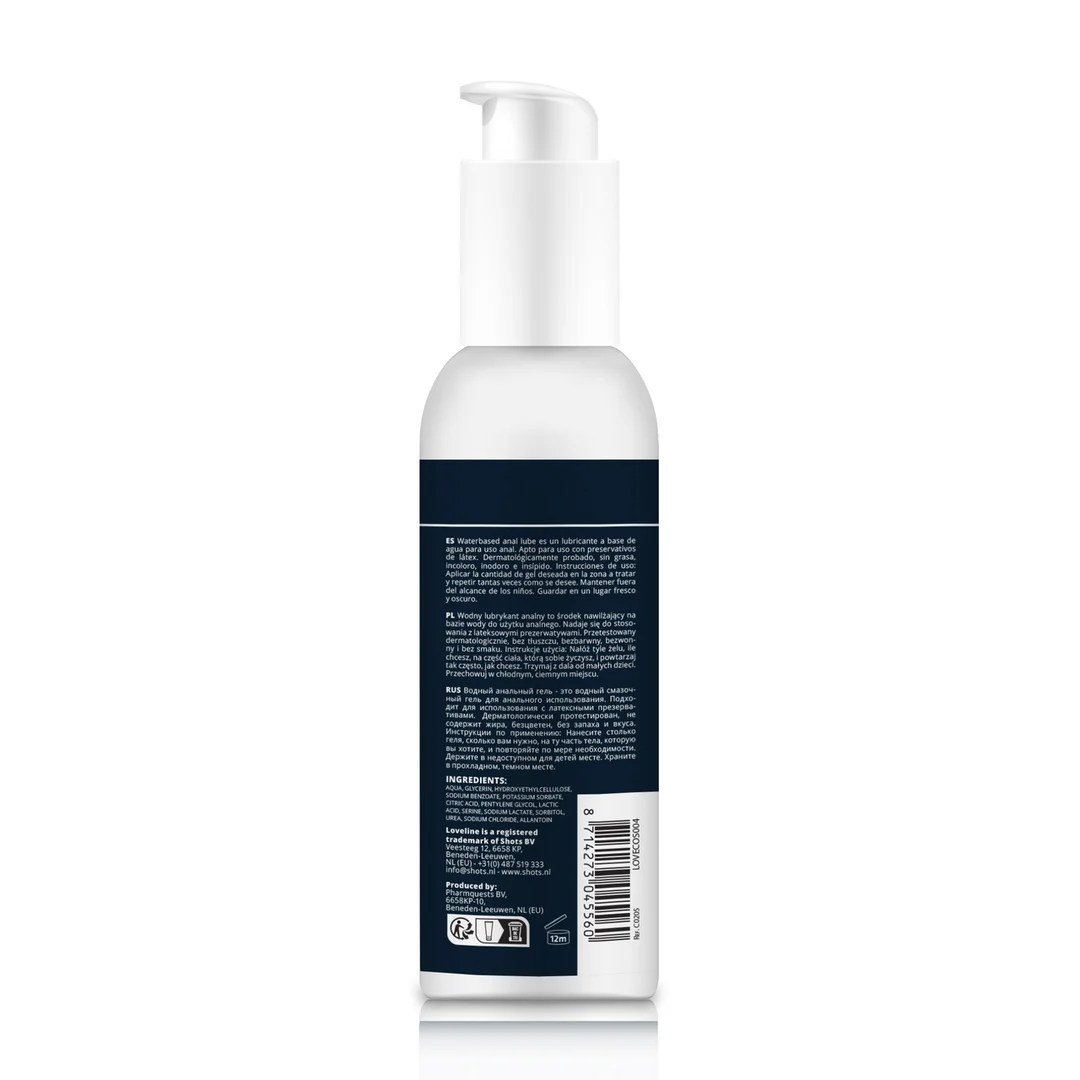 Lubricante anal de base acuosa, dermatológicamente probado, incoloro e inodoro, 150 ml, Loveline by Shots - Imagen 4