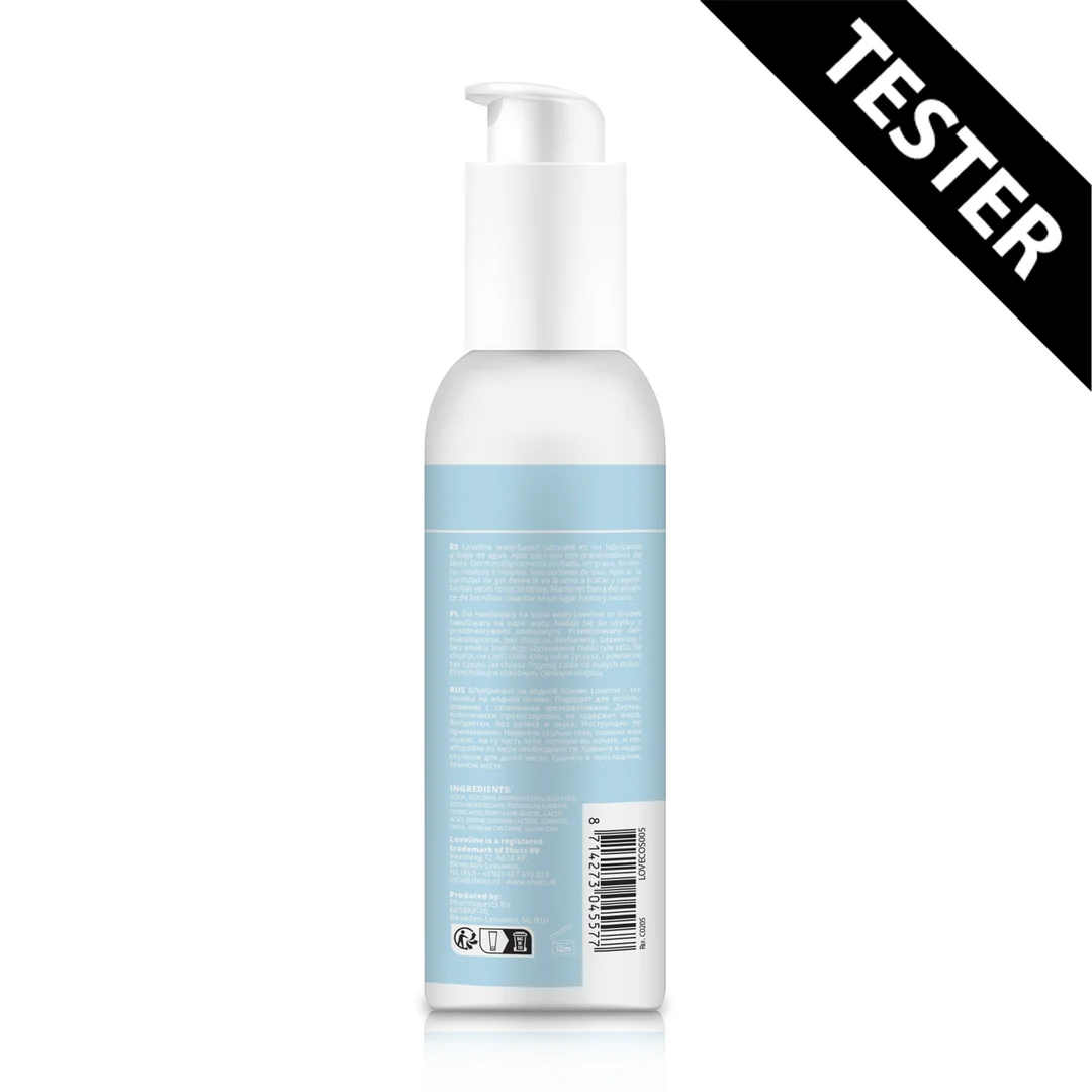 Lubricante de base acuosa, dermatológicamente probado, sin grasa y transparente, 150 ml, Loveline by Shots - Imagen 1