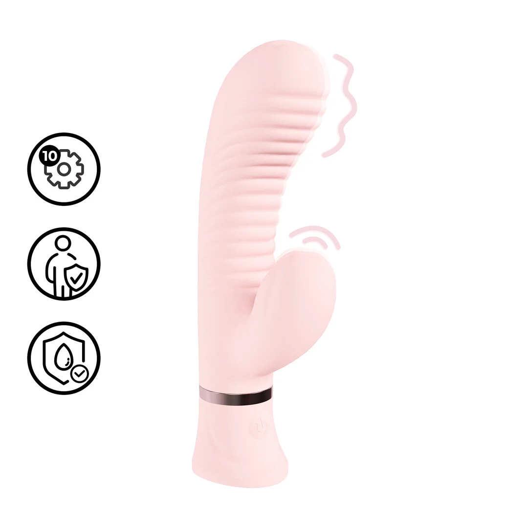 vibrador rabbit, punto G con relieves y 10 modos, Loveline rosa, Loveline by Shots - Imagen 6