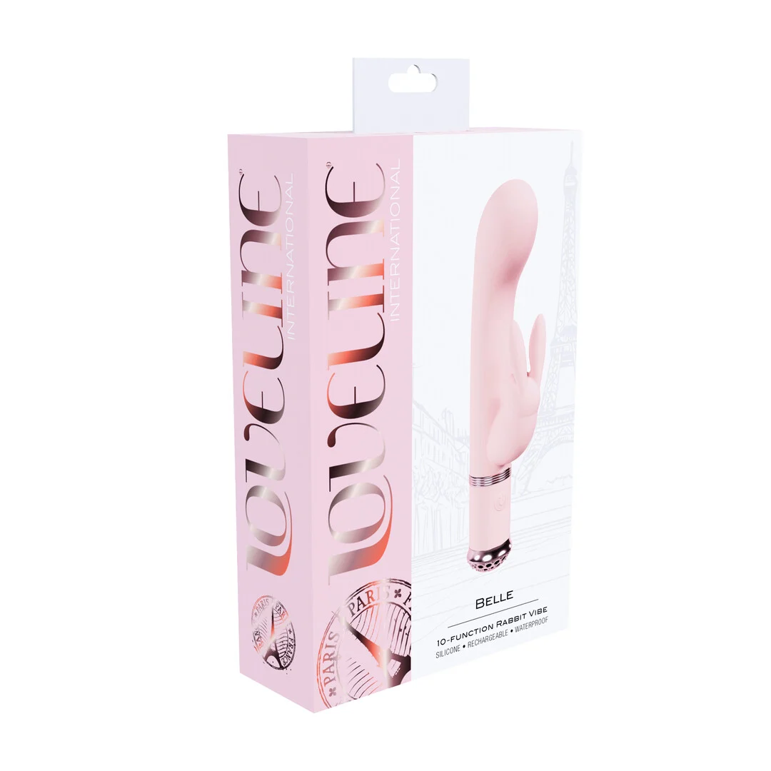 vibrador rabbit – resistente al agua y de silicona segura para el cuerpo – Loveline Belle rosa Loveline by Shots - Imagen 2