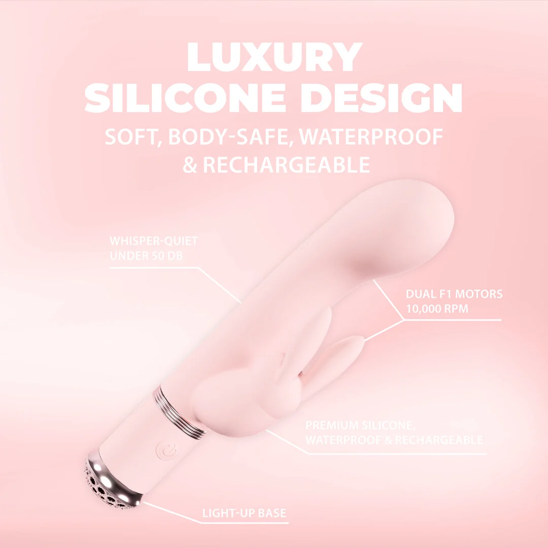 vibrador rabbit – resistente al agua y de silicona segura para el cuerpo – Loveline Belle rosa Loveline by Shots - Imagen 5