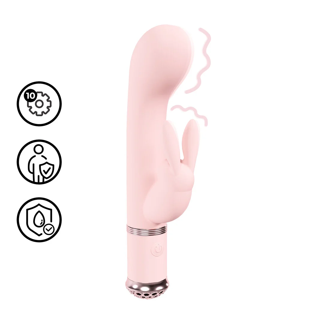 vibrador rabbit – resistente al agua y de silicona segura para el cuerpo – Loveline Belle rosa Loveline by Shots - Imagen 6