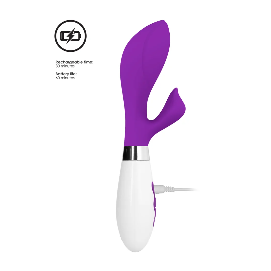Vibrador tipo rabbit – 10 velocidades y estimulación dirigida – morado Luna by Shots - Imagen 6