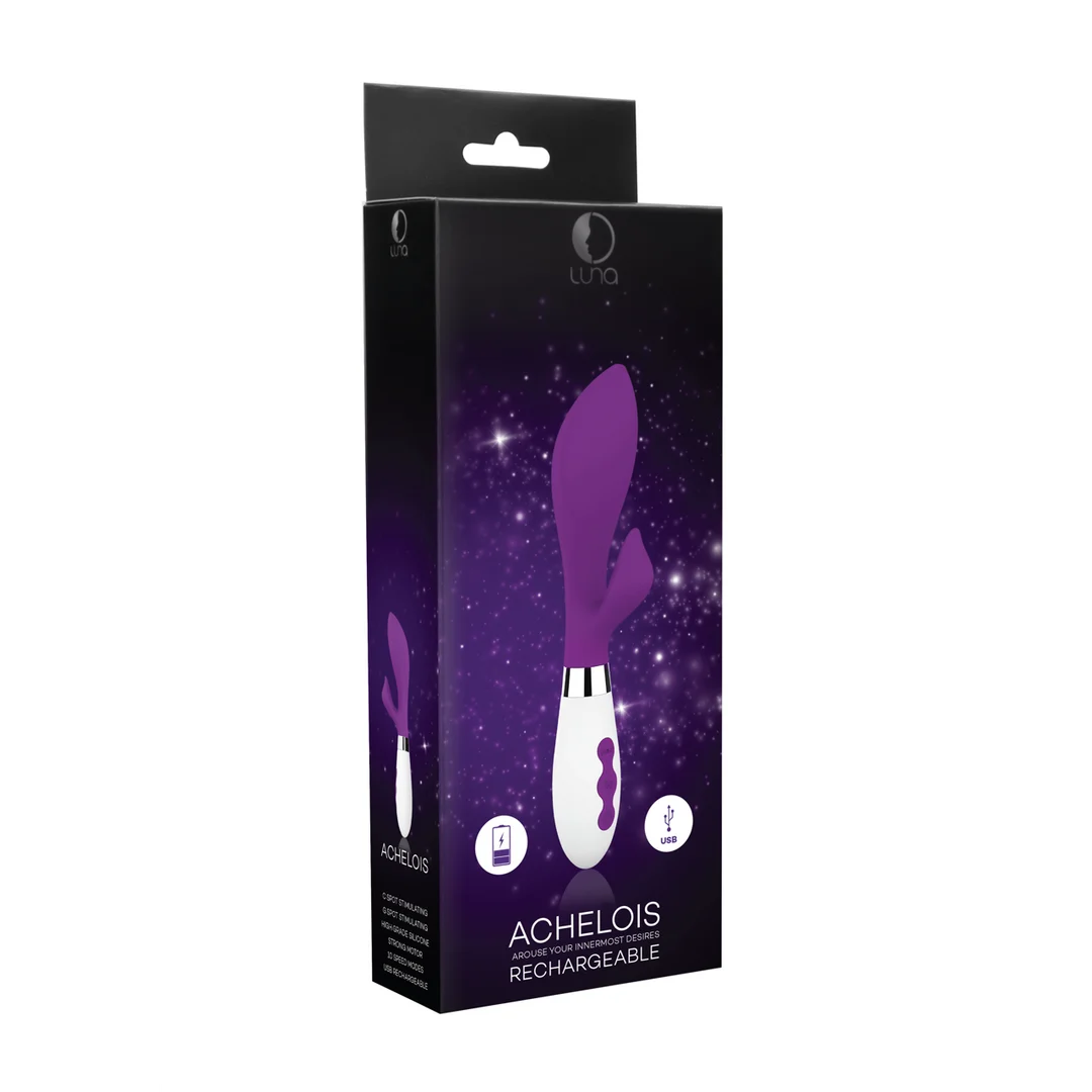 Vibrador tipo rabbit – 10 velocidades y estimulación dirigida – morado Luna by Shots - Imagen 1