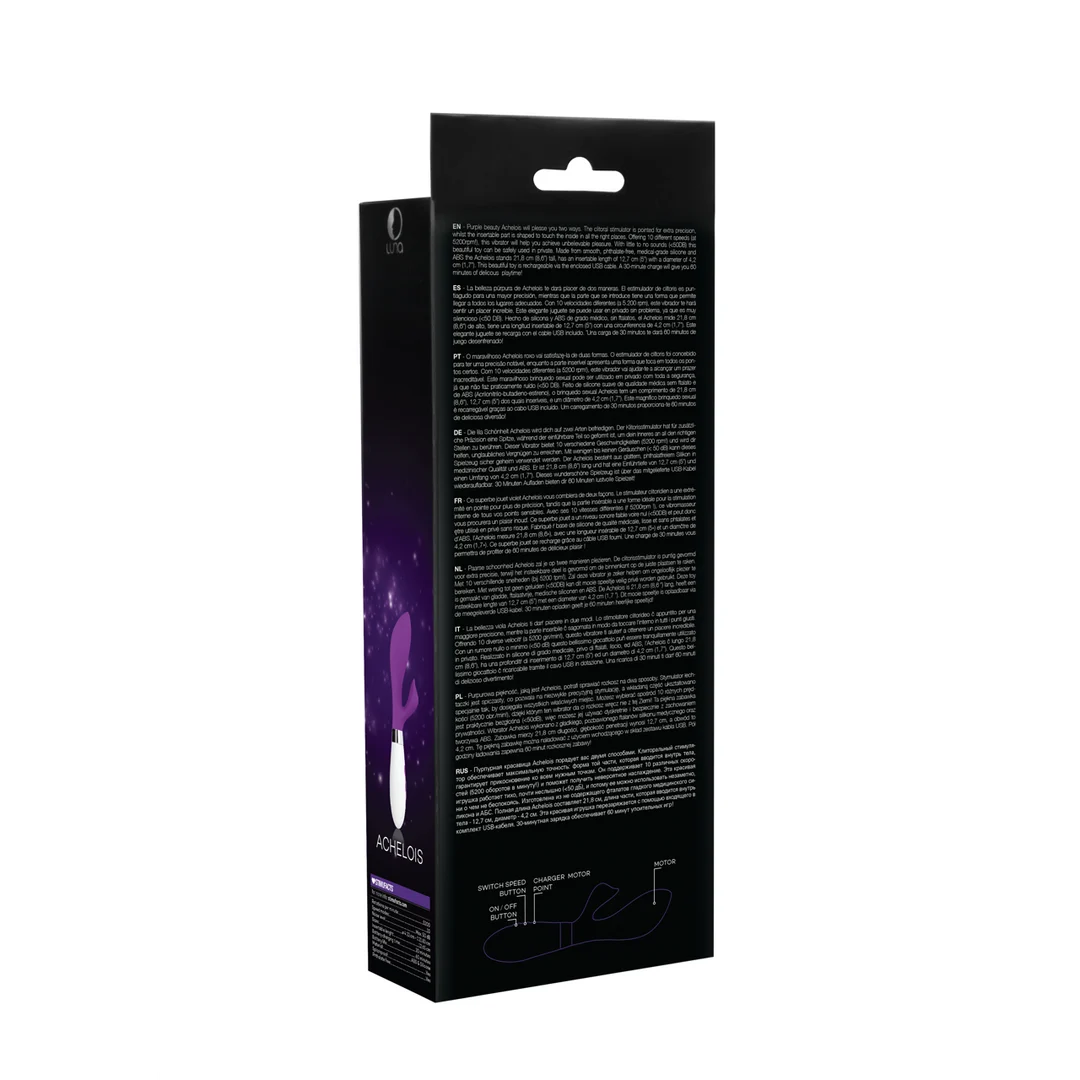 Vibrador tipo rabbit – 10 velocidades y estimulación dirigida – morado Luna by Shots - Imagen 2