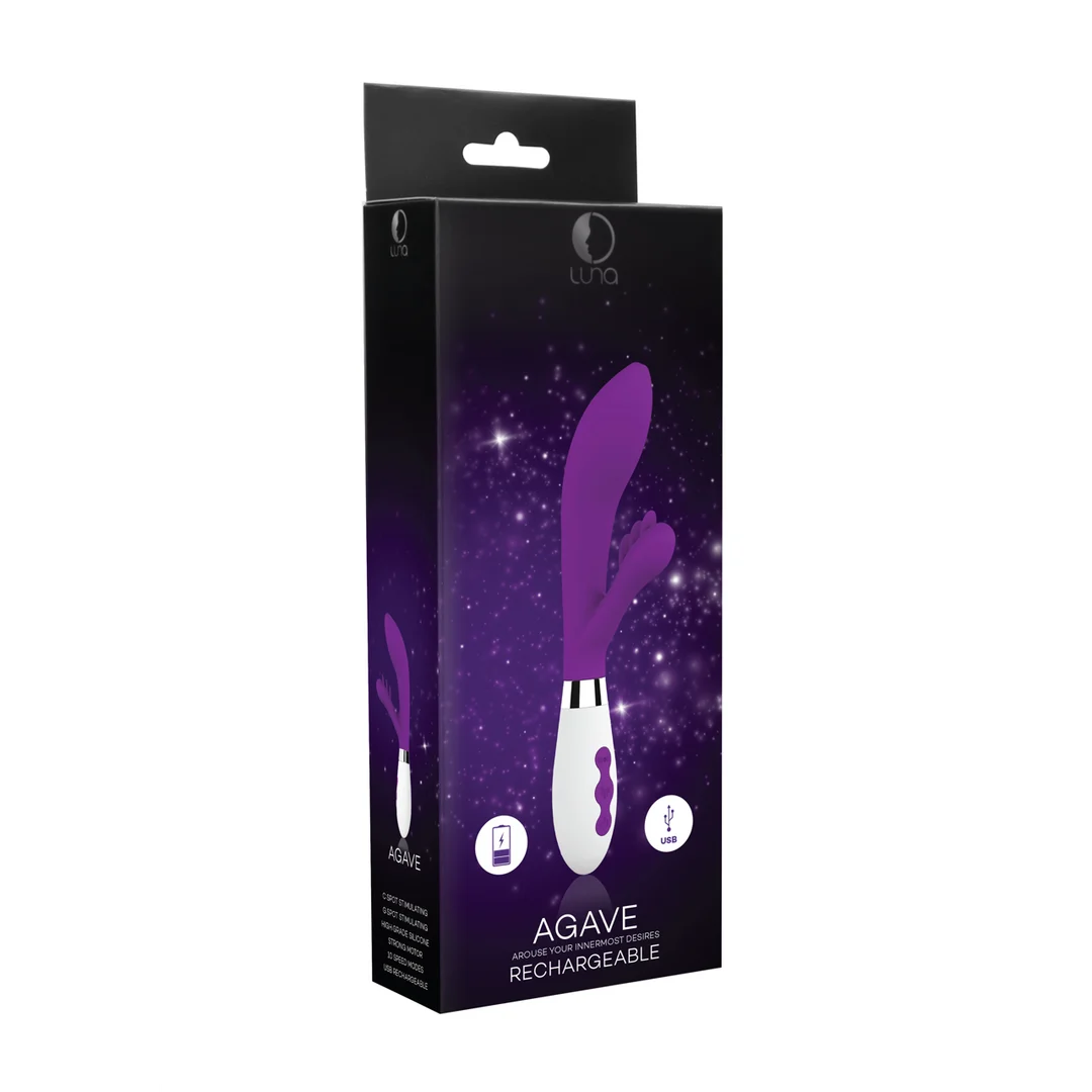 LUNA032PUR-2 Vibrador tipo rabbit – con 4 extensiones – Luna by Shots Agave Luna by Shots - Imagen 1