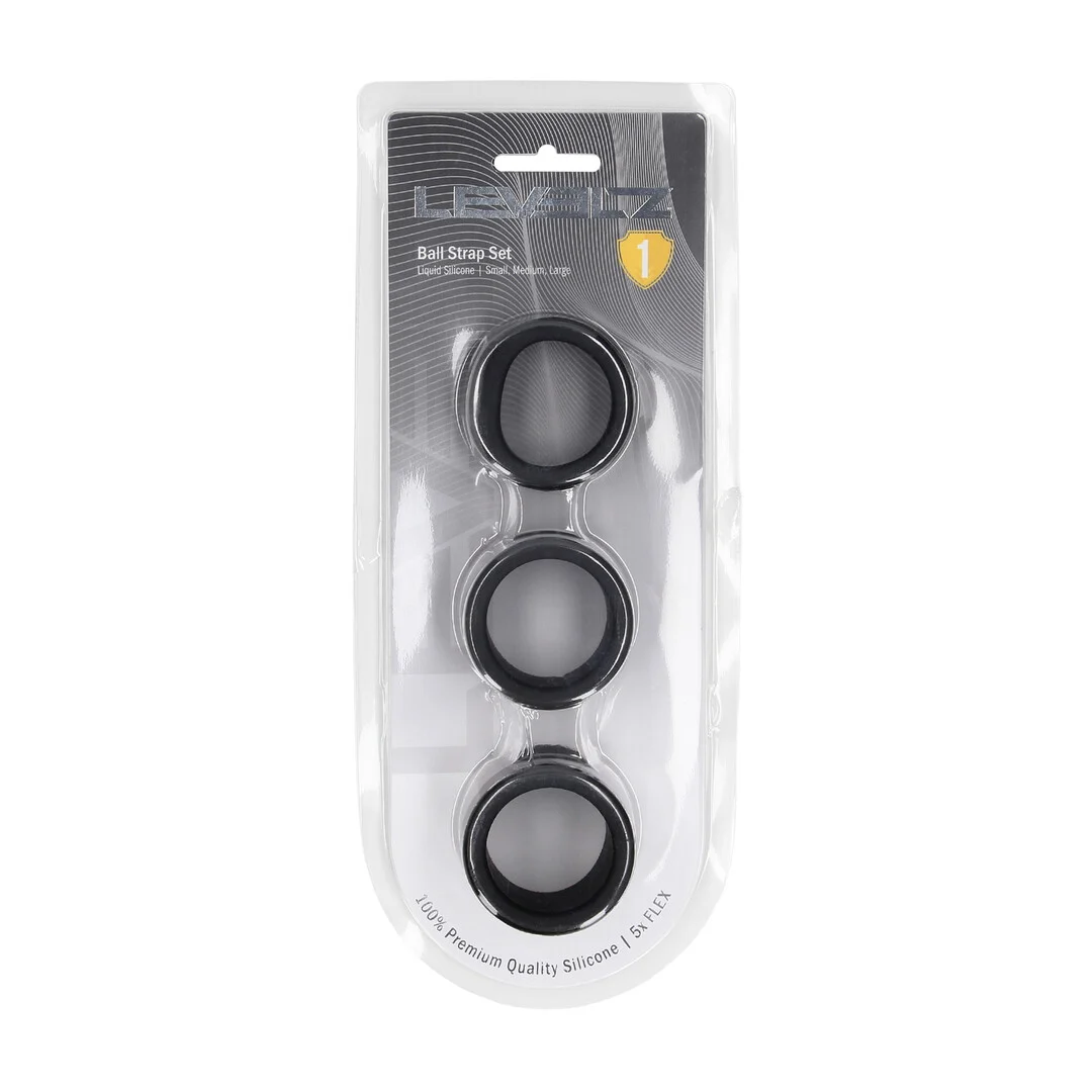 LVL01-0020BLK-2 Set de 3 estiradores testiculares de silicona Levelz - Imagen 1