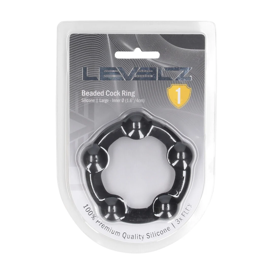 Anillo de silicona Levelz para el pene con cuentas, negro - Imagen 1